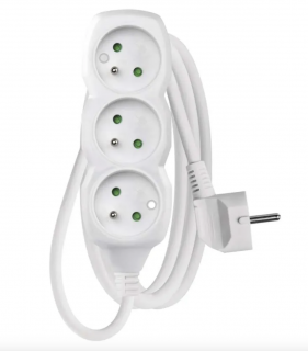 EMOS Prodlužovací kabel 1,5 m / 3 zásuvky / bílý / PVC / 1 mm2