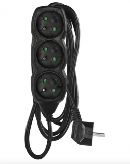 EMOS Prodlužovací kabel 2 m / 3 zásuvky / černý / PVC / 1 mm2