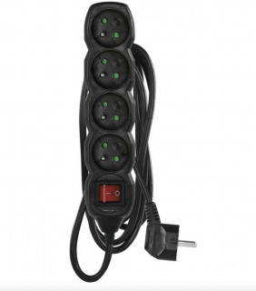 EMOS Prodlužovací kabel 2 m / 5 zásuvek / s vypínačem / černý / PVC / 1 mm2