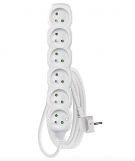 EMOS Prodlužovací kabel 2 m / 6 zásuvek / bílý / PVC / 1 mm2