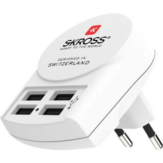 SKROSS DC26 USB nabíjecí adaptér 4-Port EU, 4x USB-A, 24W, typ C