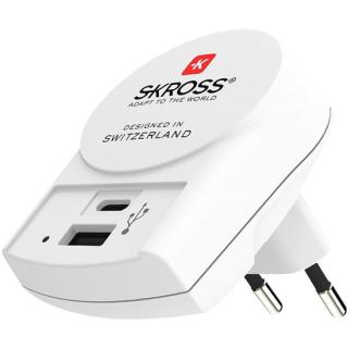SKROSS DC55 USB A+C nabíjecí adaptér EU, 27W, typ C
