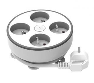 Solight 4z prodlužovací přívod, 2m, 3 x 1mm2, bílý, vypínač PP147