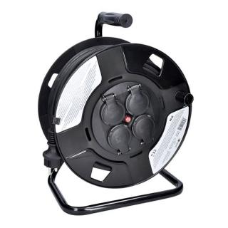 Solight PB34 prodlužovací přívod na bubnu, 4 zásuvky, venkovní, 50m gumový kabel, 3x 1,5mm2, IP44