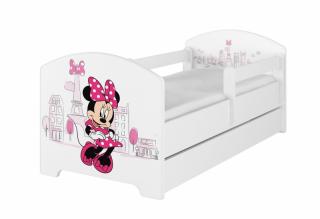 BabyBoo Dětská postel 140 x 70cm Disney - Minnie Paris, bílá - včetně šuplíku. rozměry: 140x70