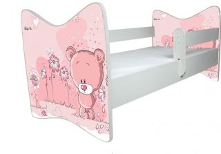 BabyBoo Dětská postýlka LUX Medvídek STYDLÍN růžový 140x70 cm rozměry: 140x70