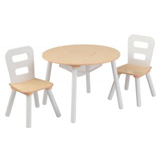 KIDKRAFT Set 2 židle a kulatý stůl Round storage barva: bílá/natural