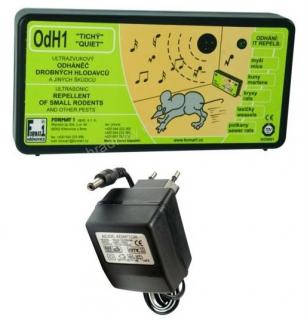 OdH1 tichý ultrazvukový odpuzovač myší a kun.  Včetně zdroje! (OdH1 tichý - ultrazvukový odpuzovač myší a kun. Ultrazvukový odpuzovač a plašič drobných hlodavců a škůdců s náhodně měnící se frekvencí. Přístroj je dodáván včetně síťového adaptéru - umožňuj