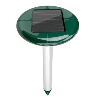 Odpuzovač krtků a hrabošu se solárním dobíjením baterie  (Odpuzovač krtků a hrabošu se solárním dobíjením baterie. Solární odpuzovač krtků, hrabošů, hryzců vibrační, velký solární panel.)
