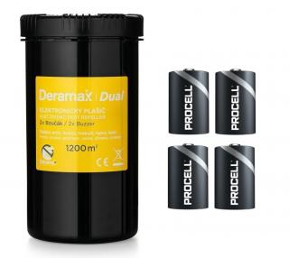 Odpuzovač krtků, hadů, hrabošů - DERAMAX-Dual s bateriemi- Dosah 1200 m2 (Vibrační plašič proti drobným savcům žijícím v norách a hadům.  Cílení škůdci: Krtci, hryzci, hraboši, rejsci, myši, potkani, hadi.  Zcela bezhlučný plašič.  Rozsah účinnosti až 120