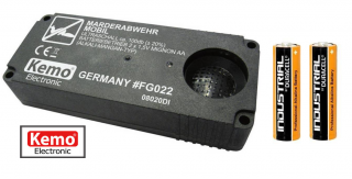 Odpuzovač kun a hlodavců - FG022 - včetně baterií. (Mobilní ochrana proti kunám Kemo FG022 je založena na nejmodernější vysokofrekvenční technologii (ultrazvuk) a nevyžaduje montáž.2 ks baterií DURACELL ZDARMA)