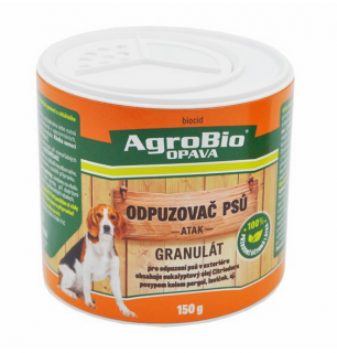 Odpuzovač psů - GRANULE 150 g  (Přírodní repelent ve formě granulátu k odpuzení psů na zahradě. Působí proti znečišťování psy. Odpuzovač psů granulát (ATAK) 150 g )