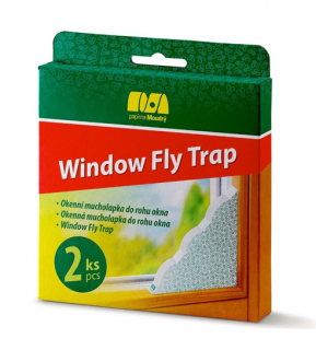 Okenní mucholapka Fly Trap do rohu rámu okna - 2 kusy (Díky uzavřenému tvaru lapače zůstane odchycený hmyz skrytý uvnitř, takže okno i parapet se udrží čisté)