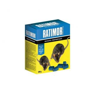 Ratimor parafínové bloky - jed na potkany, myší a krysy - vodě odolný 300 g. (RATIMOR - Návnada parafínové bloky 300 g RATIMOR BRODIFACOUM)