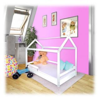 Dětská postel DOMEČEK BÍLÝ se zábranou (80x160) + ROŠT
