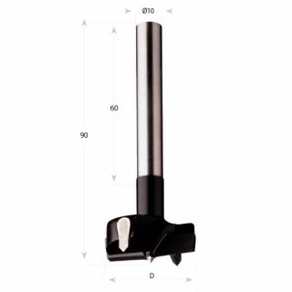 CMT| Sukovník ruční C512 - vrtání do měkkého, tvrdého dřeva a lamina Průměr: 26 mm, Upínací stopka 10 mm: 10 x 60 mm