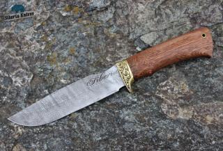 Ručně kovaný lovecký nůž z damaškové oceli Tesák