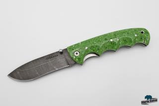Zavírací ručně kovaný nůž z damašku Greenhorn