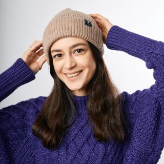 Beanie Merino 1:1  Béžová Merino Čepice žebro 1:1 Barva: Béžová