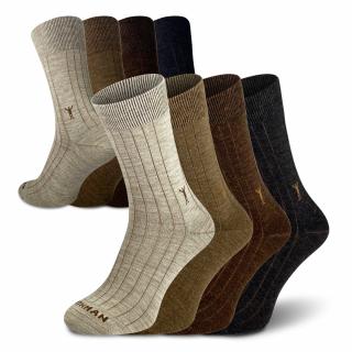 Dino Merino 4-Pack  Hnědé Společenské Merino Ponožky Dino 4-Pack Velikost: 45-47