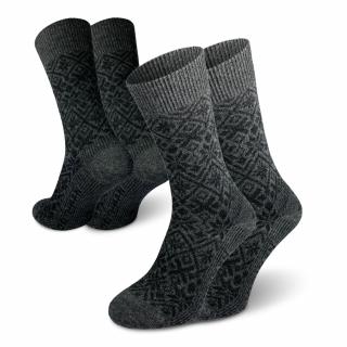 Fauske Merino 2-Pack  Vánoční Společenské Merino Ponožky (sada) Barva: Tmavě šedá, Velikost: 36-38