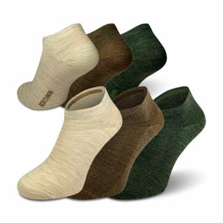 Summer Merino 3-PACK  Hnědé Kotníkové Merino Ponožky Velikost: 45-47