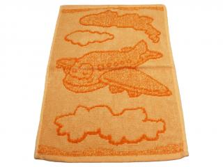 Obrázkový dětský ručník pro mateřské školy 30x50 cm - Letadlo oranžové