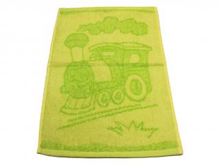 Obrázkový dětský ručník pro mateřské školy 30x50 cm - Mašinka zelená