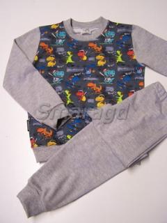 Dětské pyžamko Dinosauříci s šedým melé (Dětské pyžamko Dinosauříci s šedým melé)