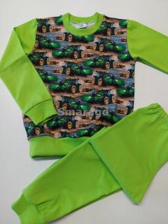 Dětské pyžamko Traktor zelený v obilí v kombinaci s kiwi (Dětské pyžamo Traktor zelený v kombinaci s kiwi)