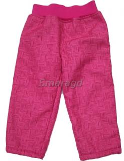 Zateplené šusťákové kalhoty růžové