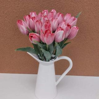 Umělý tulipán - červený žíhaný