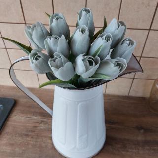 Umělý tulipán - modrozelený
