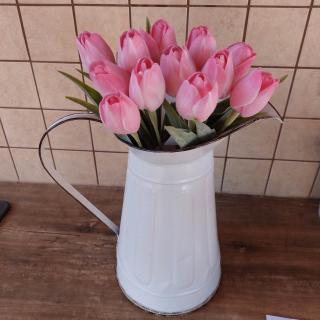 Umělý tulipán - růžový žíhaný
