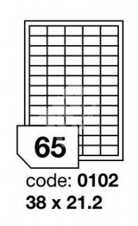 R0100.0102A 38x21,2mm bílé etikety, 1list