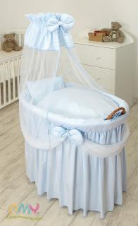 AMY Proutěný košík pro miminko s kompletním vybavením Sissi Princess modrý