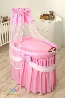 AMY Proutěný košík pro miminko s kompletním vybavením Sissi Princess růžový