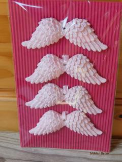 Andělská křídla na kartě - 4 kusy světle růžové