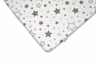 Baby Nellys Bavlněné prostěradlo 60x120 cm - Šedé hvězdy a hvězdičky - bílé