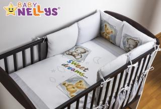 Baby Nellys Povlečení s polštářkovým mantinelem Sweet Dreams by TEDDY - šedý