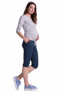 Be MaaMaa Moderní těhotenské 3/4 kalhoty s kapsami - navy (barva tmavě modrá)