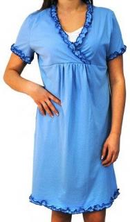 Be MaaMaa Těhotenská, kojící noční košile s volánkem - modrá