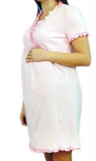 Be MaaMaa Těhotenská, kojící noční košile s volánkem - růžová