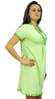 Be MaaMaa Těhotenská, kojící noční košile s volánkem - sv. zelená