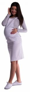 Be MaaMaa Těhotenské šaty/sukně s láclem - bílé