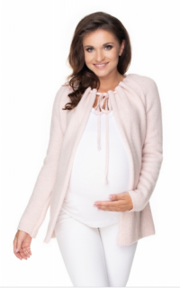 Be MaaMaa Těhotenský svetřík, kardigan na zavazování, sv. růžový