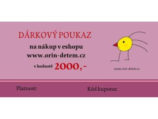 Dárkový poukaz na nákup v hodnotě 2000,-