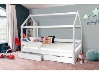 Dětská domečková postel Mike bílá 200 x 90 cm