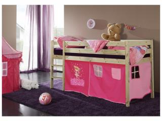 Dětská vyvýšená postel přírodní růžová s princeznou