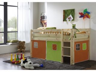 Dětská vyvýšená postel přírodní zelenooranžová barva